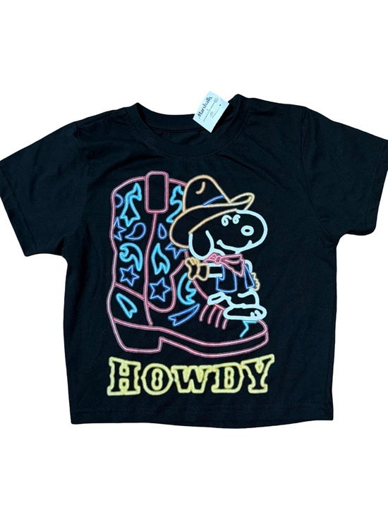 Peanuts Tops - Peanuts Snoopy Black Neon Cowboy T-Shirt Large